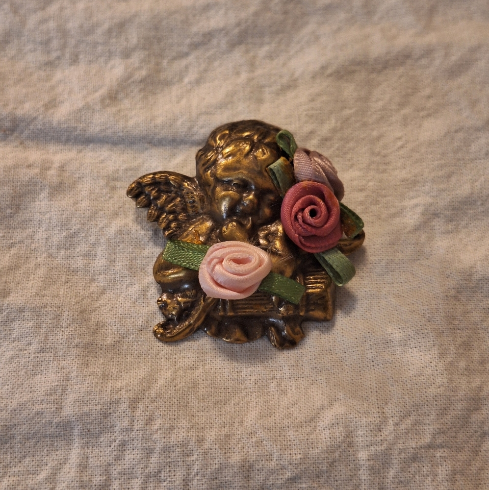 Floral Cherub Brooch